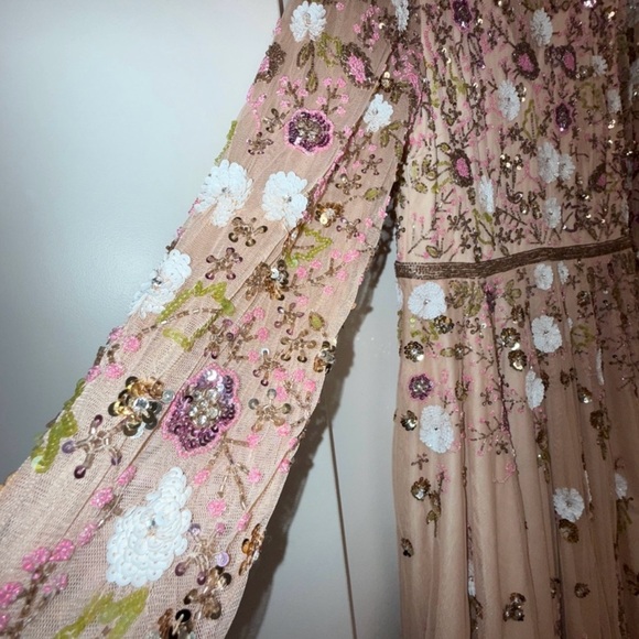 Mac Duggal Pink/Blush Sequin Floral Midi Dress - Picture 6 of 13